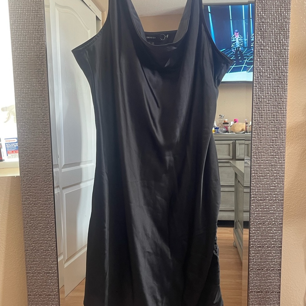 Forever 21+ silk like dress with cowl top